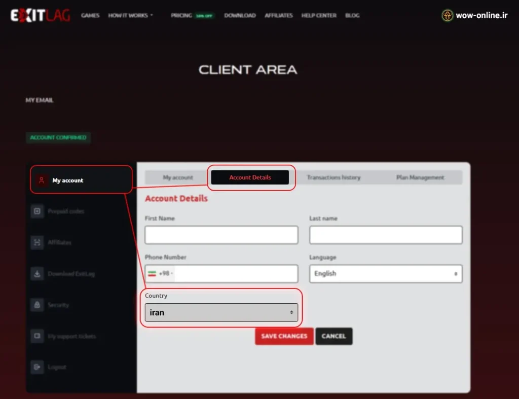 اموزش استفاده از کد اگزیت لگ + تنظیمات Exitlag 11 کشور اکانت اگزیت لگ