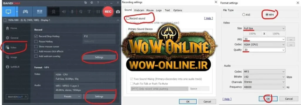 عکس تنظیمات برنامه Bandicam