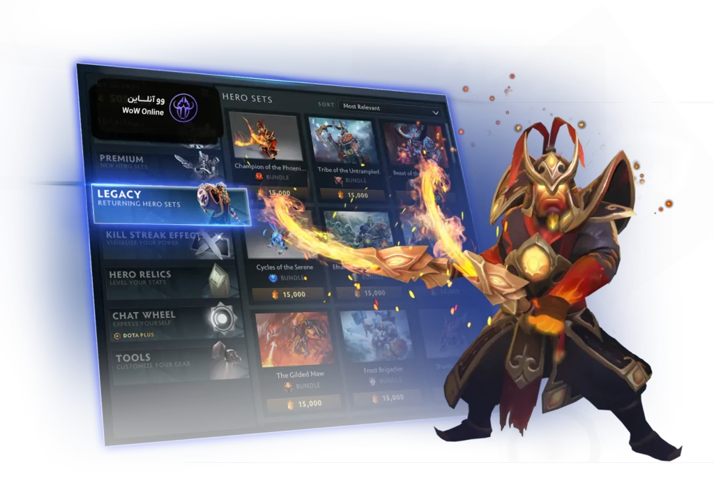 خرید اسکین دوتا 2 | Collector’s Cache، Treasure و Arcana با تحویل سریع 47 dota2 wowonline char1